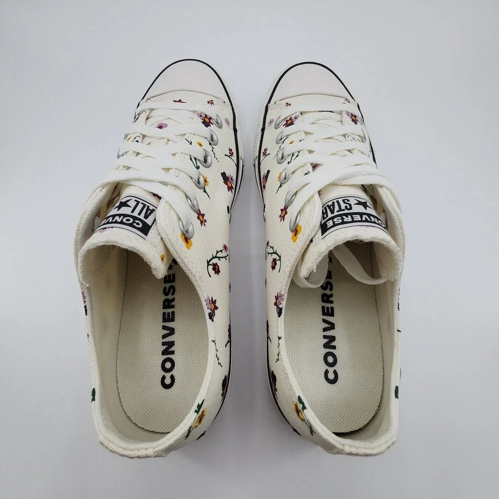 Converse Chuck Taylor All Star Low Shoes Womens 9 Cream Embroidered Floral NEW - Picture 6 of 11